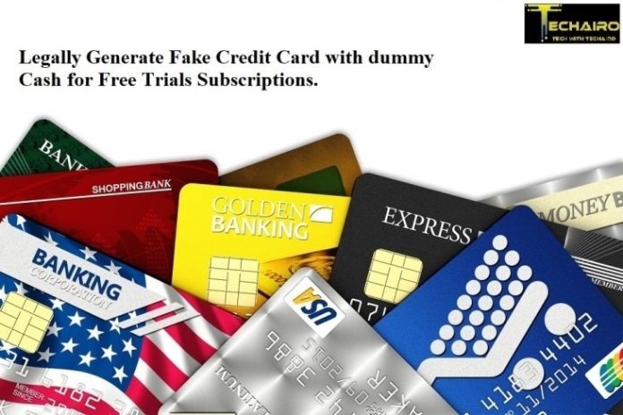 Legally Generate Fake Credit Card with dummy Cash for Free Trials Subscriptions. Legally Generate Fake Credit Card with dummy Cash for Free Trials Subscriptions.